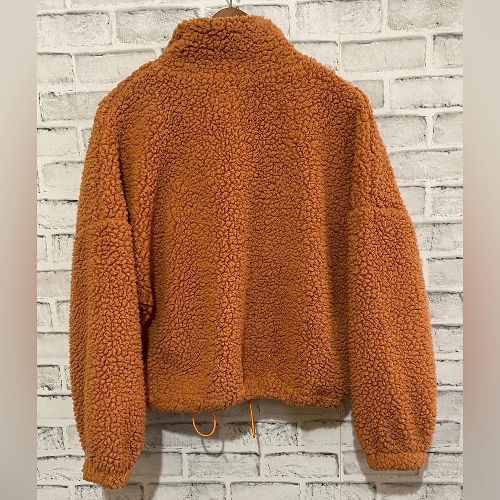 Women’s fuzzy willow teddy Sherpa full Zip orange jacket Small - Picture 2 of 3